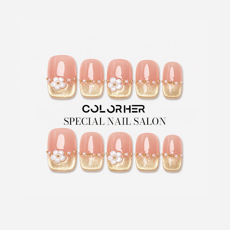 C030 เล็บปลอมสําเร็จรูป ทำด้วยมือ 10 ชิ้น/กล่อง แคทอาย หวานๆ ดีไซน์สวย ประณีต สวมง่าย ใช้ซ้ำได้ แถมฟรีชุดอุปกรณ์+กล่องเก็บเหล็ก