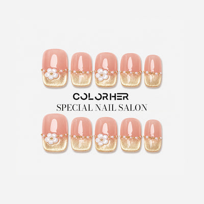 C030 เล็บปลอมสําเร็จรูป ทำด้วยมือ 10 ชิ้น/กล่อง แคทอาย หวานๆ ดีไซน์สวย ประณีต สวมง่าย ใช้ซ้ำได้ แถมฟรีชุดอุปกรณ์+กล่องเก็บเหล็ก