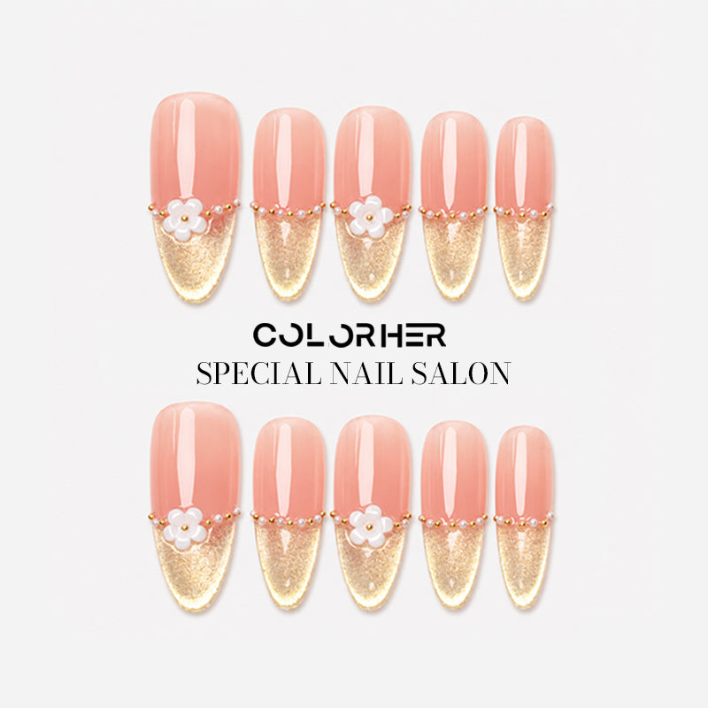 C030 เล็บปลอมสําเร็จรูป ทำด้วยมือ 10 ชิ้น/กล่อง แคทอาย หวานๆ ดีไซน์สวย ประณีต สวมง่าย ใช้ซ้ำได้ แถมฟรีชุดอุปกรณ์+กล่องเก็บเหล็ก